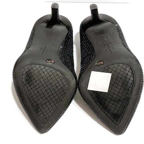 Jessica Simpson Black 3" Heel Rhinestone Pointed Toe Party Pump - Picture 7 of 8